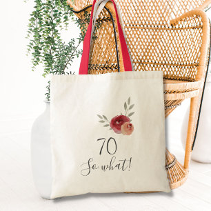 Positive Watercolor Roses Floral 70th Birthday Tote Bag
