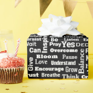 Positive Word Cloud On Black Wrapping Paper