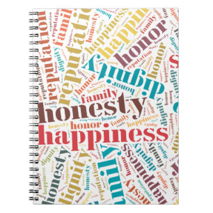 Positive words cloud spiral notebook