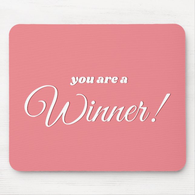 Positive Words Quote in Coral Pink and White Mouse Pad (Front)