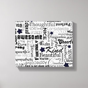 Positive words typography canvas print
