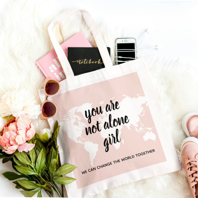 Positive You Are Not Alone Girl Motivation Quote Tote Bag (Creator Uploaded)