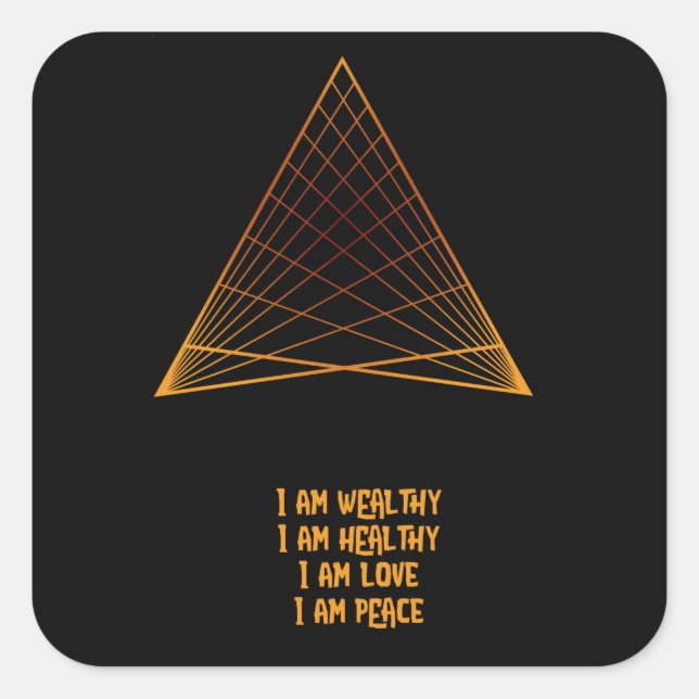 Positivity Mantra Gold Sacred Geometry Square Stic Sticker (Front)