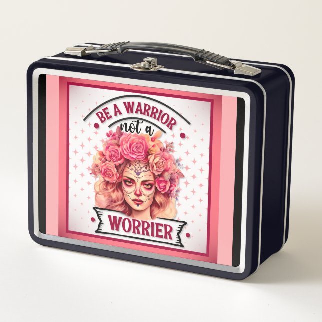 Positivity Pink and Pretty Sugar Skull  Metal Lunch Box (Front)