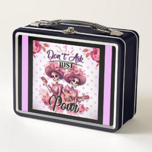Positivity Pink and Pretty Sugar Skull  Metal Lunch Box