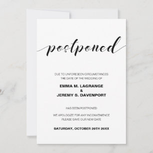 Posponed wedding date, new date announcement