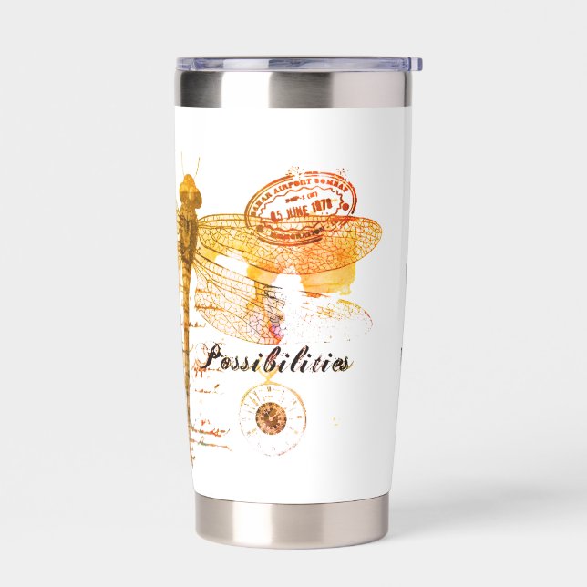 Possibilities dragonfly personalised insulated tumbler (Left)