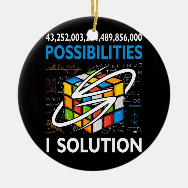 Possibilities Funny Speed Cubing One Solution Math Ceramic Tree Decoration (Front)