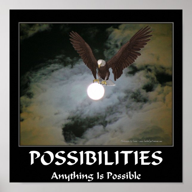 Possibilities Quote Eagle Full Moon Inspirational Poster (Front)