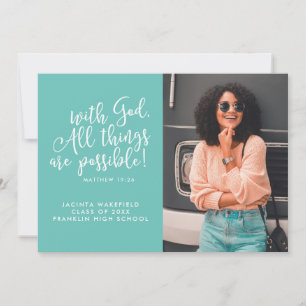 Possible With God Scripture Photo Graduation Announcement