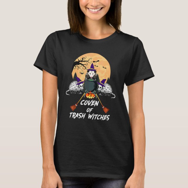 Possum Coven Of Trash Witches  Halloween Opossum T-Shirt (Front)