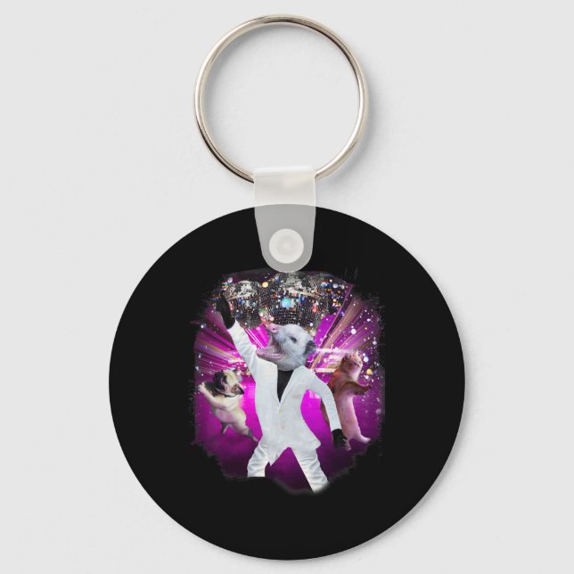 Possum Disco Ball Dancing  Key Ring (Front)