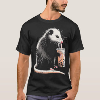 Possum Drinking Boba Tea Cute Opossum Bubble Tea L T-Shirt