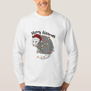 Possum Eat Trash Christmas Lights Merry Hissmass T-Shirt
