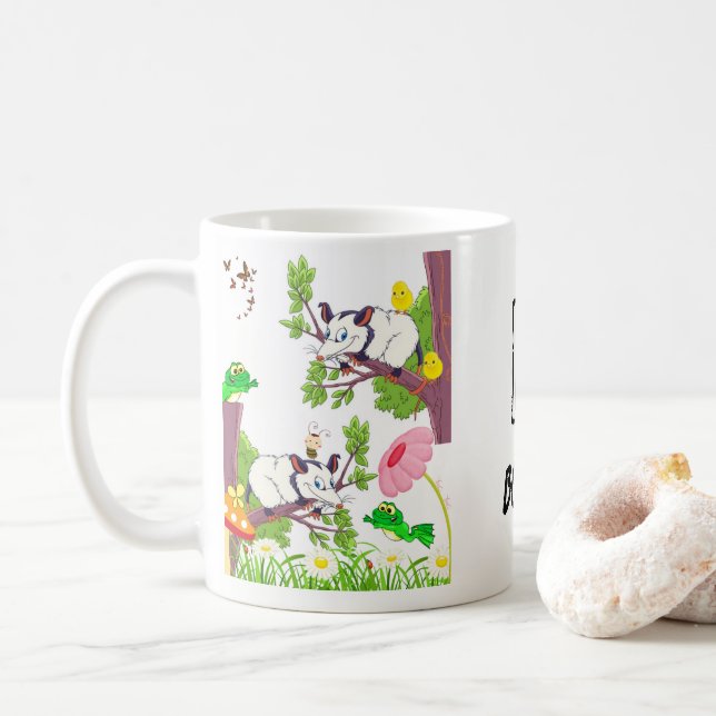 Possum Frog Floral Chicks Mug (With Donut)