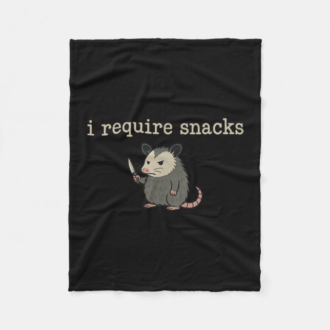 Possum I Require Snacks  Fleece Blanket (Front)