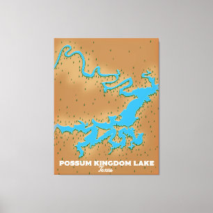Possum Kingdom Texas map Canvas Print