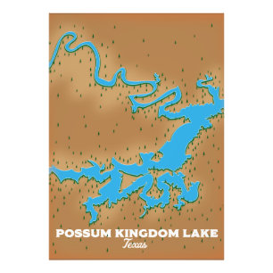 Possum Kingdom Texas map Photo Print