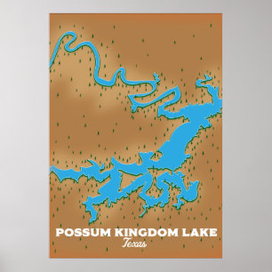 Possum Kingdom Texas map Poster