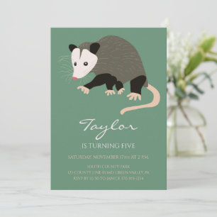 Possum Opossum Personalised Birthday Party Invitation