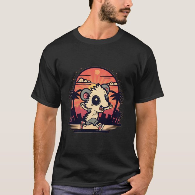 Possum Running Opossum Runner Possum T-Shirt (Front)