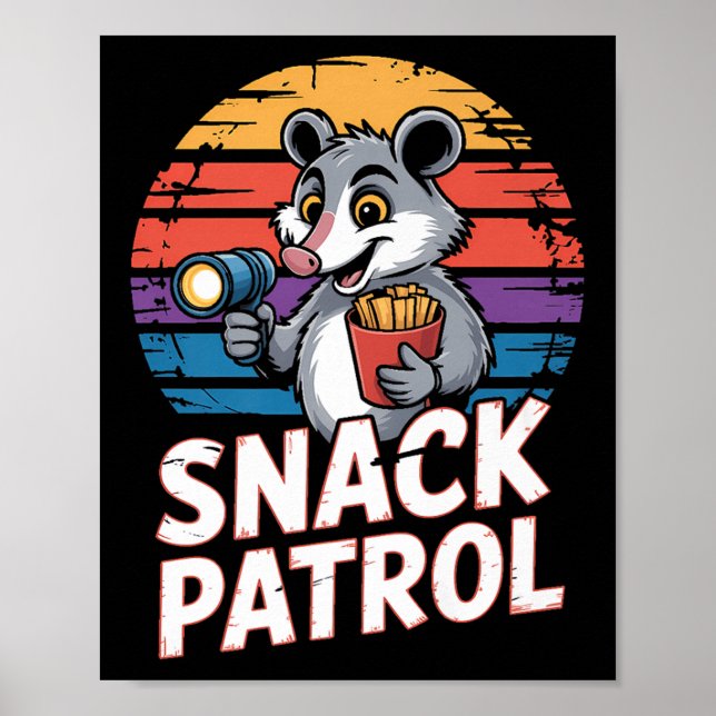 Possum Snacks Patrol With Flashlight And Chips Hum Poster (Front)