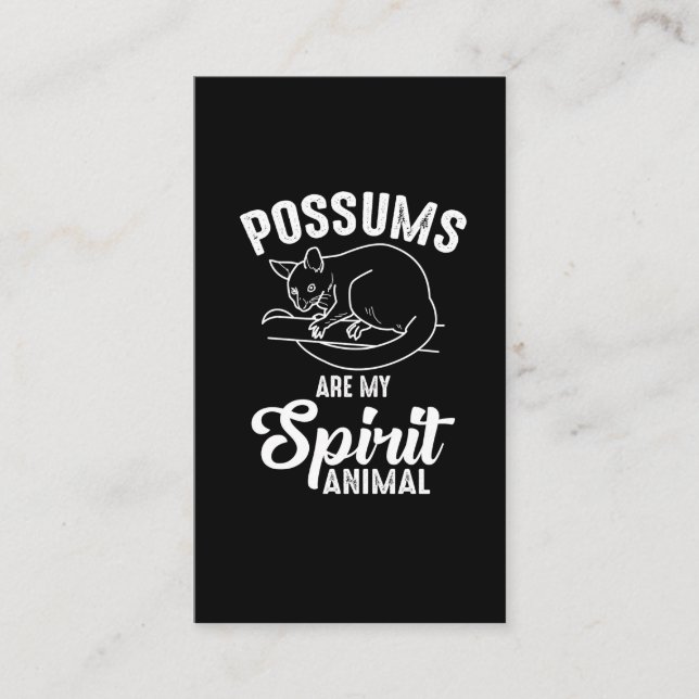 Possum Spirit Animal - Opossum Animal Fan Business Card (Front)