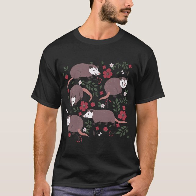 Possum Strawberry Wild Animal Christmas Famil T-Shirt (Front)