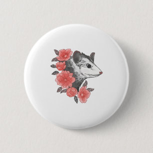 Possum With Flowers 6 Cm Round Badge