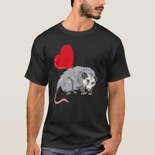Possum With Heart Balloon Valentines Day Love Boys T-Shirt (Front)