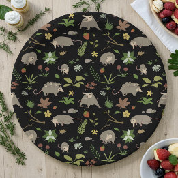 Possums in a Berry Field in Black Paper Plate