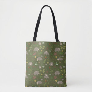 Possums in a Berry Field in Green Tote Bag