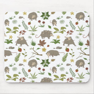 Possums in a Berry Field in White Mouse Pad