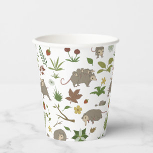 Possums in a Berry Field in White Paper Cups