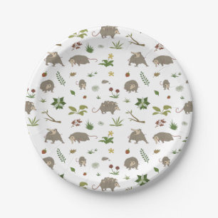 Possums in a Berry Field in White Paper Plate