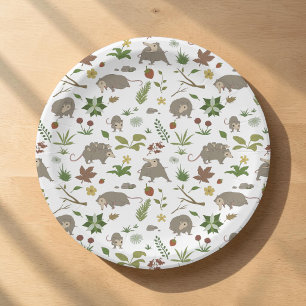 Possums in a Berry Field in White Paper Plate