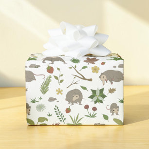 Possums in a Berry Field in White Wrapping Paper