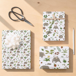 Possums in a Berry Field in White Wrapping Paper Sheet