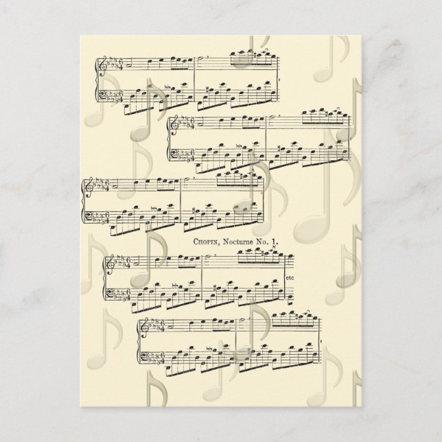 Post a Note Musical Chopin Romantic Nocturne Postcard (Front)