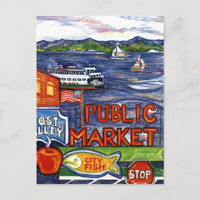 Post Alley with Ferry Postcard (Front)