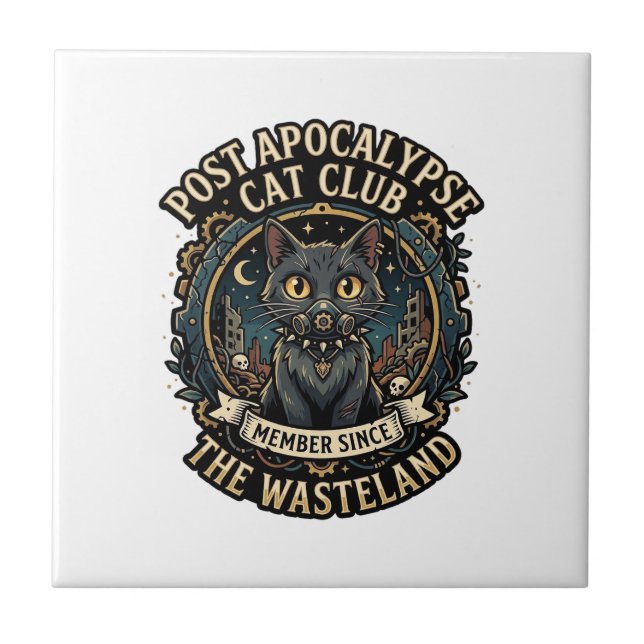 Post Apocalypse Cat Cat Dad Gift Idea - Post Apoca Tile (Front)