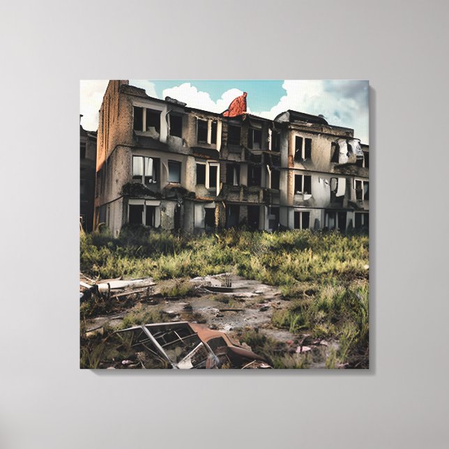 Post Apocalyptic Destruction | Abandoned Buildings Canvas Print (Front)