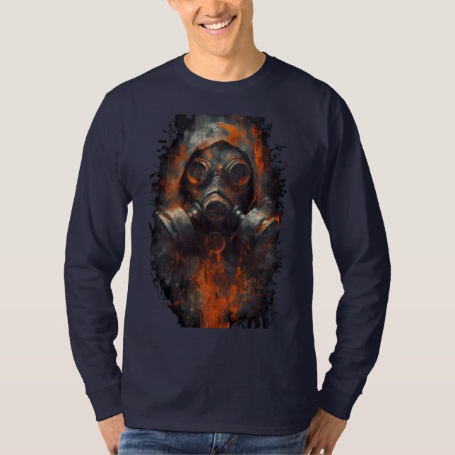 Post-Apocalyptic Gas Mask Industrial Long Sleeve T-Shirt (Front)