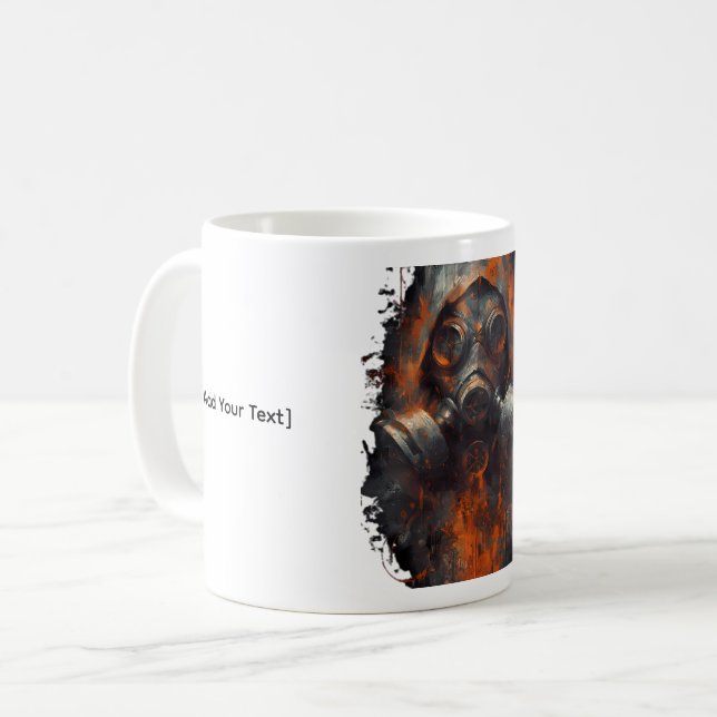 Post Apocalyptic Gas Mask Toxic Grunge Coffee Mug (Front Left)