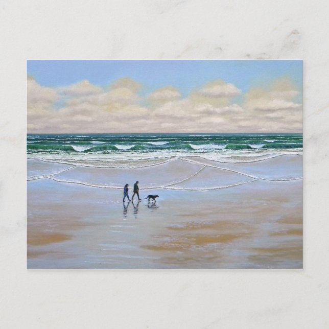 Post Card ~ Beach Dog Walk (Front)