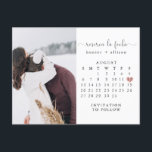 Post Card | Calendar Save the Date<br><div class="desc">This simple,  wedding save the date template features a clean,  modern design. Customise it with your information and make it uniquely yours! To move the heart,  click personalise > scroll down > click "customise further".</div>