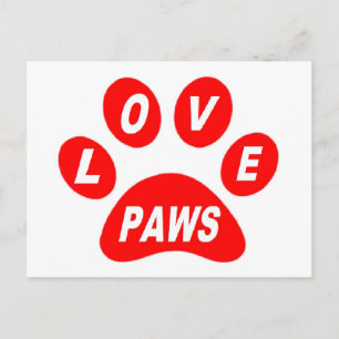 Post Card Love Paws on Paws Red
