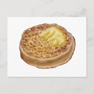 post card with hand drawn crumpet illustration