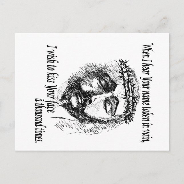 Post Card with Head of Christ and saying. (Front)