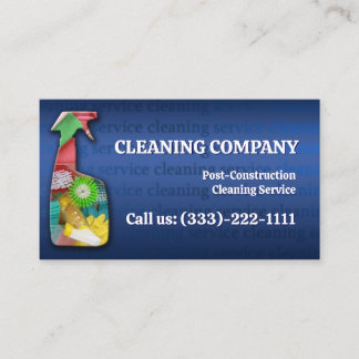 Post-Construction Cleaning Service Dark Blue Business Card